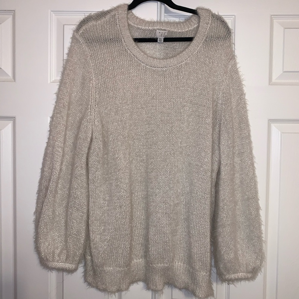 Bell sleeve white cream sweater